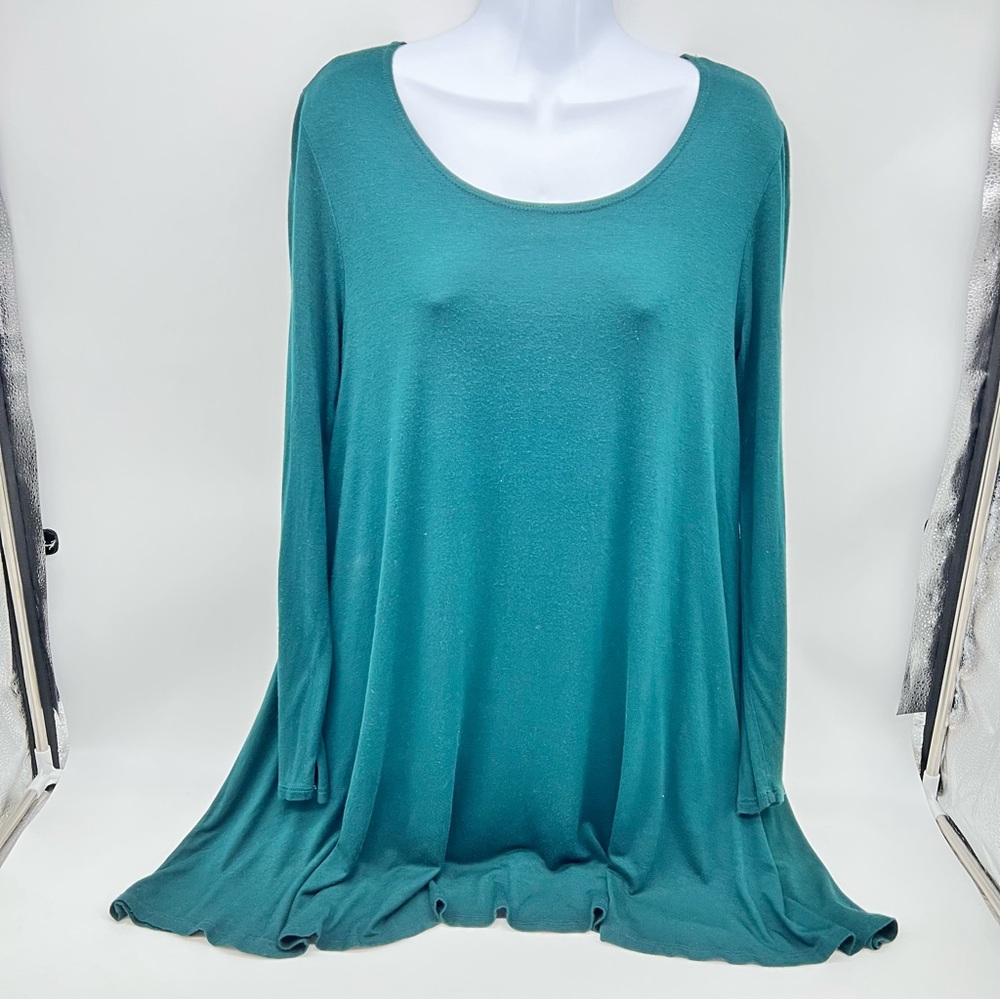 Mind Code Teal Long Sleeve Jersey Knit Tee Shirt Fabric Tunic/Minidress-Size M